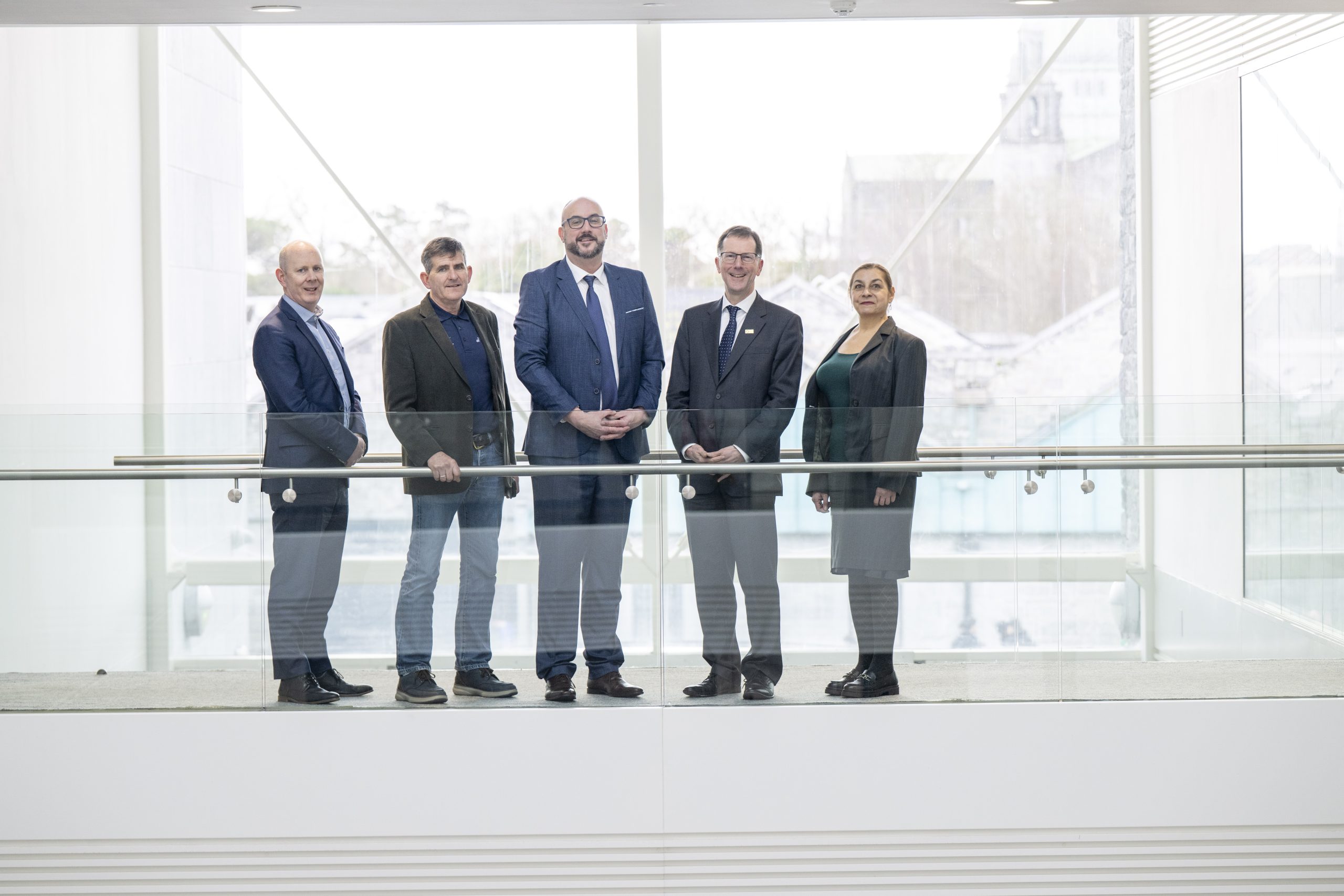 Diarmuid O’Brien, CEO of Research Ireland; Dr Paddy Austin, Assistant Director for ERDF, Northern and Western Regional Assembly; Professor Garry Duffy, Director of ARC Hub for HealthTech, University of Galway and RCSI; Professor David Burn, President of University of Galway; Elena Panteva, Directorate General for Regional & Urban Policy, European Commission.