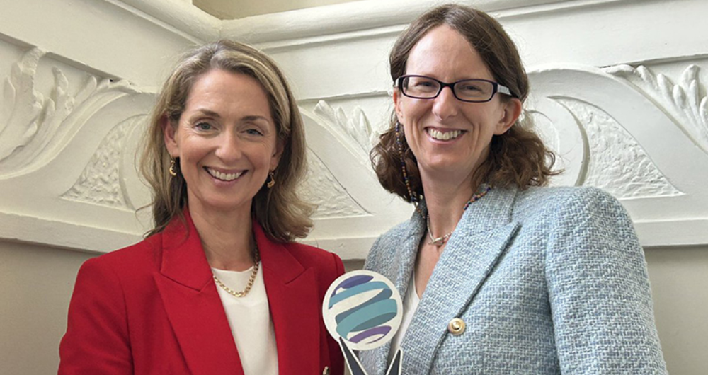 A picture of Insight Funded Investigator Professor Patricia Maguire in conversation with Louise Holden.|a picture of Insight Funded Investigator Professor Patricia Maguire in conversation with Louise Holden.