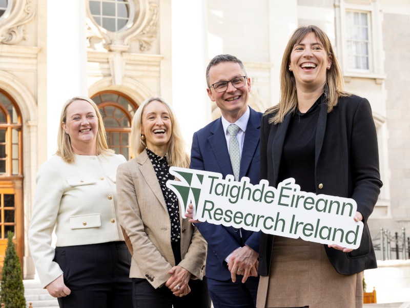 Pictured at the announcement were (left-right): Fionnuala O’Leary, Chief Executive Officer, Children’s Health Foundation (co-funder); Dr Ruth Freeman, Director, Science for Society at Research Ireland; Minister Patrick O’Donovan TD; and Dr Fiona Freeman, UCD, whose research project focuses on treating bone cancer among children, teenagers and young adults.|A picture of Fionnuala O’Leary, Chief Executive Officer, Children’s Health Foundation (co-funder); Dr Ruth Freeman, Director, Science for Society at Research Ireland; Minister Patrick O'Donovan TD; and Dr Fiona Freeman, UCD.