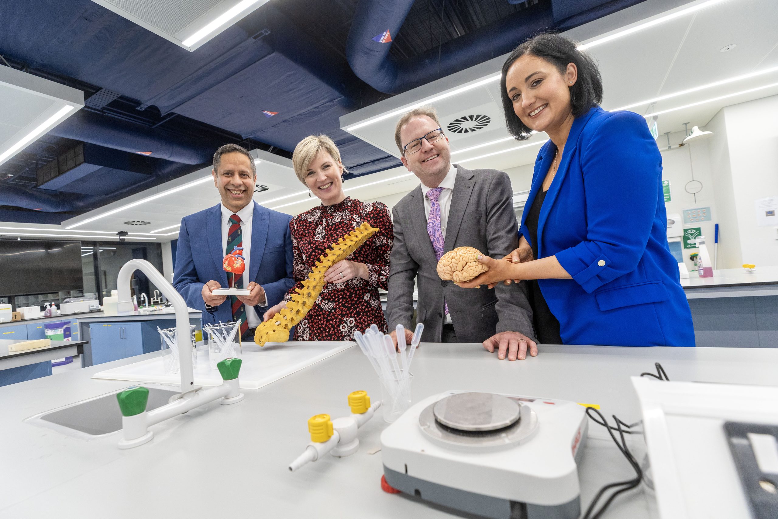 Dr Aamir Hameed, Department of Anatomy and Regenerative Medicine (awardee); Dr Ciara Murphy, Department of Anatomy and Regenerative Medicine (awardee); Minister Lawless; and Dr Jennifer Dowling, School of Pharmacy and Biomolecular Sciences (awardee).