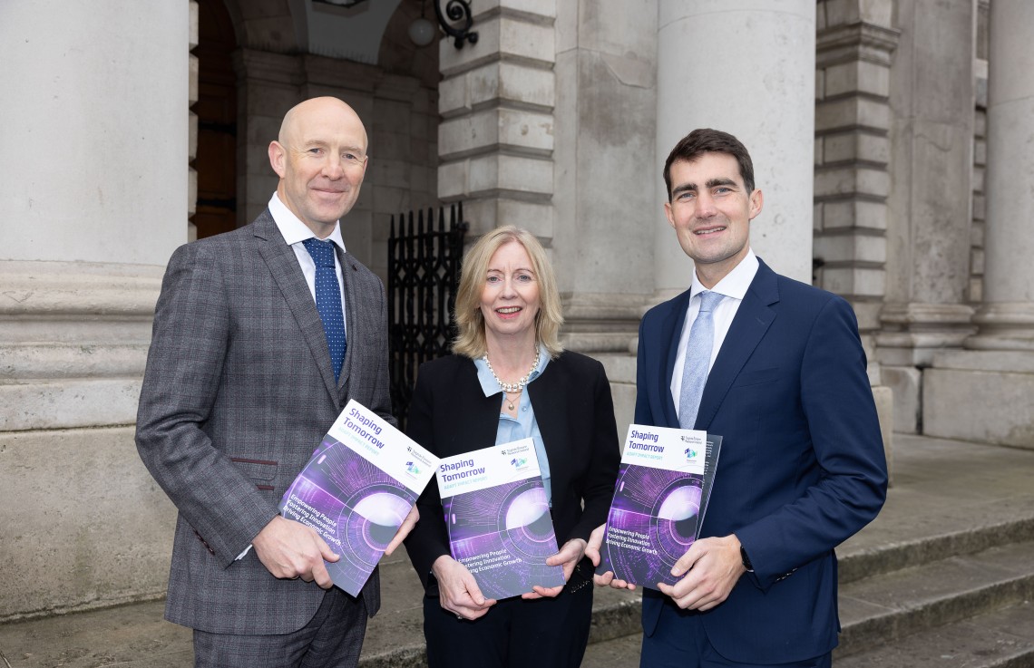 |Prof John D Kelleher, ADAPT Director, Celine Fitzgerald, CEO of Taighde Éireann – Research Ireland, Minister for Finance, Jack Chambers TD. Image by Paul Sharp.