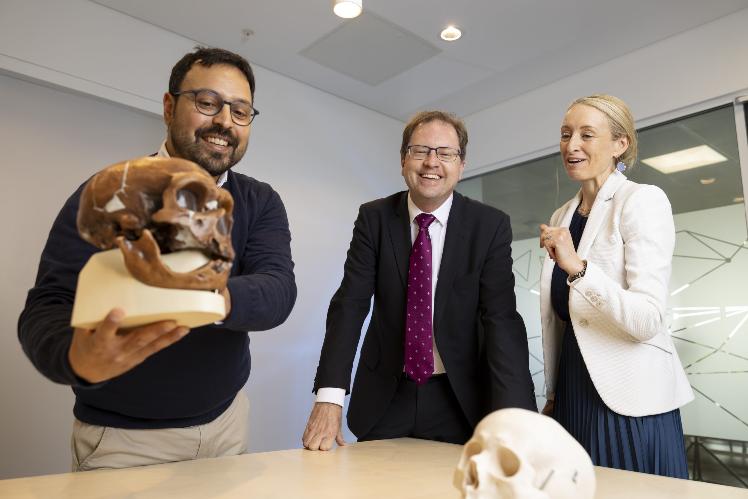 Dr Marco Rosario Capodiferro, Trinity College Dublin and Pathway awardee, James Lawless TD, Minister for Further and Higher Education, Research, Innovation and Science, and Dr Ruth Freeman, Director of Research for Society at Research Ireland.