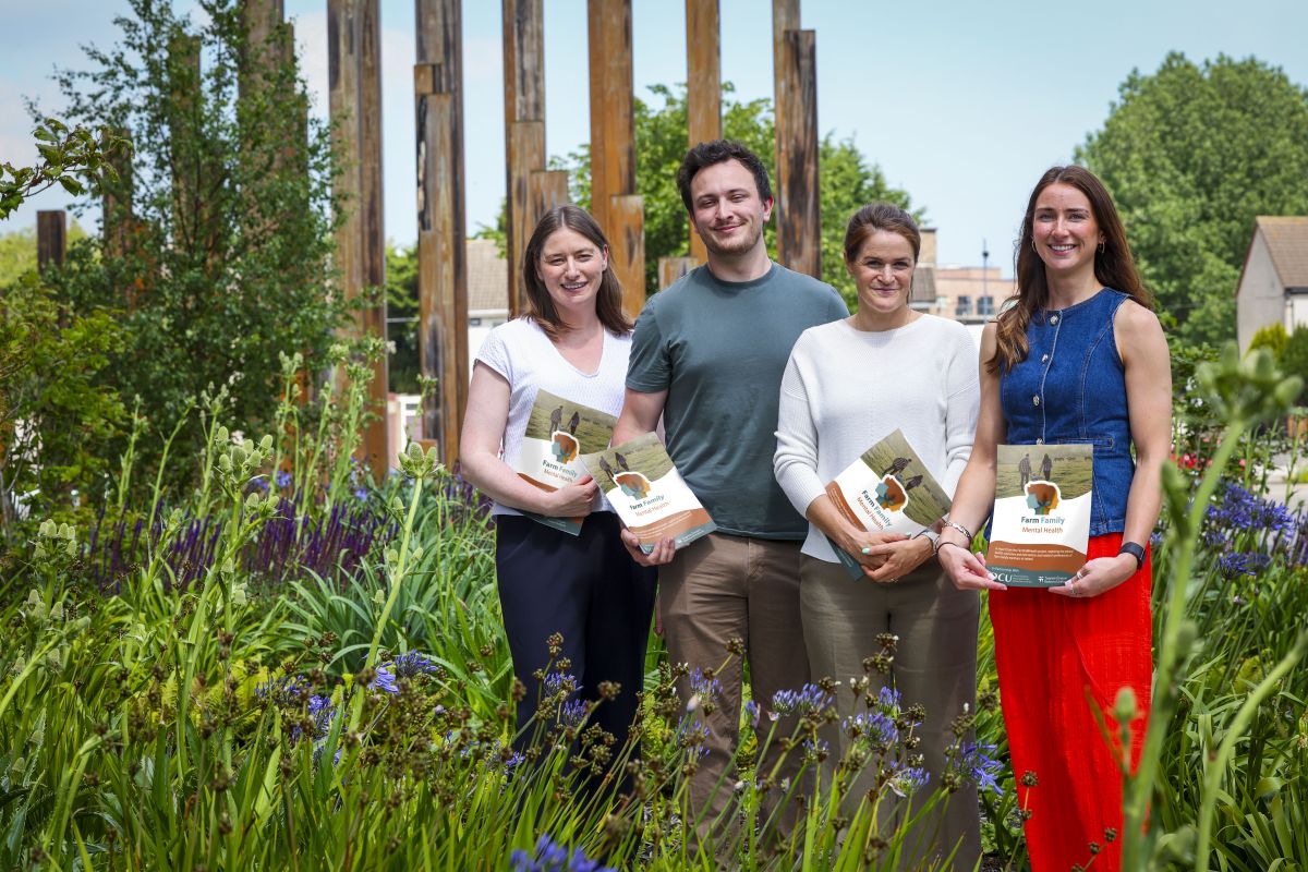 The team behind the report. From left: Professor Siobhán O’Connor, Jack Sweeney, Assistant Professor Anna Donnla O’Hagan, and Dr Sinéad O’Keefe. Photo credit: Kyran O’Brien