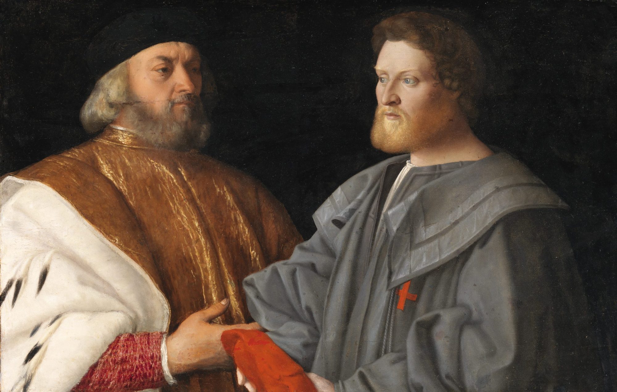 Unknown artists, Giorgio Cornaro (1452-1527) and his Son Francesco Cornaro (1478-1543), c.1520-1530 and c.1510-1520, oil on wood panel, 63 × 98 cm, National Gallery of Ireland, Dublin. Courtesy National Gallery of Ireland.